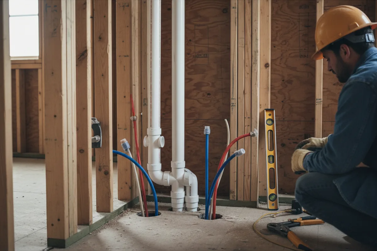 Drain and supply rough-in during Leak Detection in Glassport